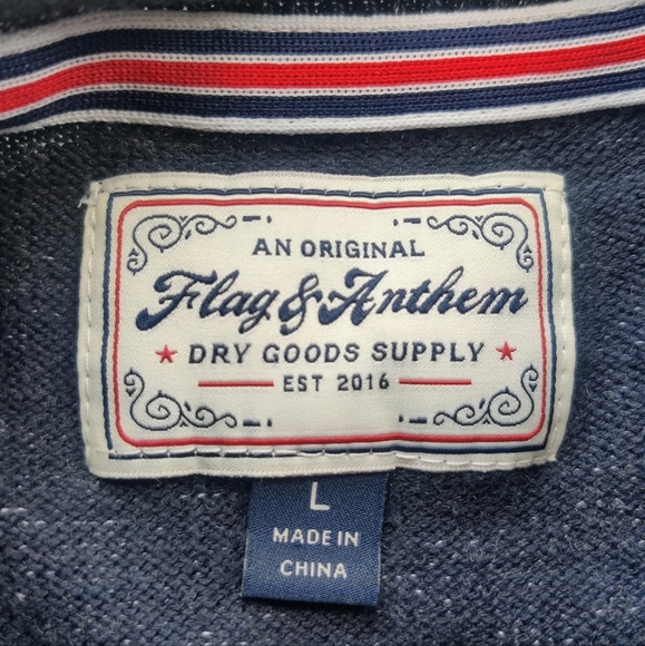 FLAG & ANTHEM Crewneck Sweater L Blue Heathered Knit Cotton Men's - Picture 3 of 9